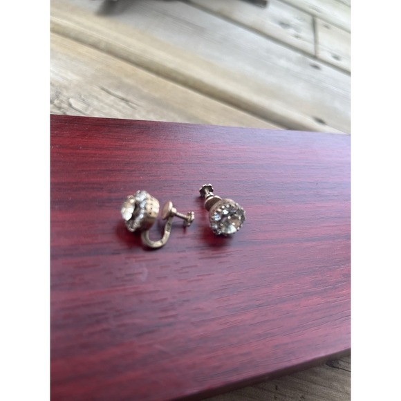 MODEL 1960s antique Ukraine Clip on earrings Stelling SILVER 875 vtg art - Picture 4 of 15